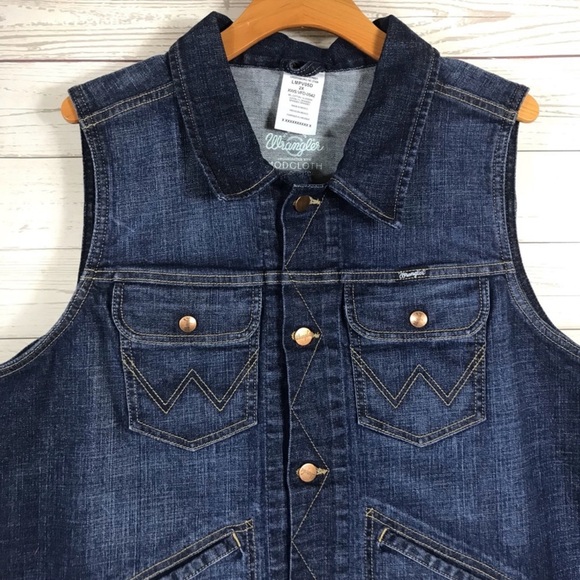 Modcloth x Wrangler Dependable Denim Vest 2X Dark Wash Cowgirl Western Casual - Picture 3 of 8